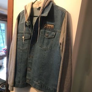 Coors banquet hooded denim jacket